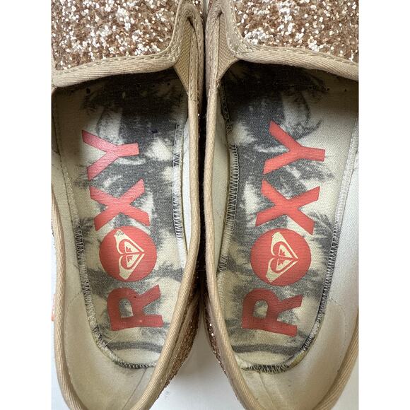 Roxy Womens Gold Glitter Drifter Slip On Sneakers Size 8 Rockabilly Y2K McBling - Picture 5 of 10